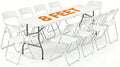 8 FT Plastic White Folding Table Chairs Set by WelcometoEDWINENE
