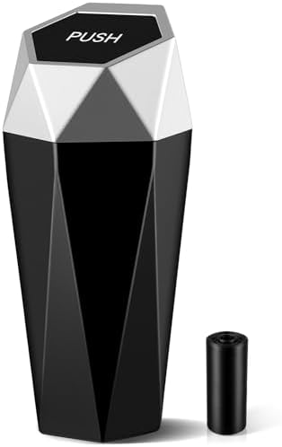 JUSTTOP Car Trash Can with Lid, Mini Diamond Design Portable Trash Can by JUSTTOP