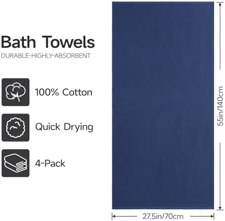 REDKISS 100% Cotton Waffle Weave Bath Towels 4 Pack - Image 3