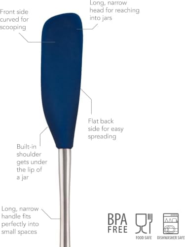 Tovolo Jar Spatula Silicone Long Stainless Steel Handle Scraper Spatula Deep - Image 2