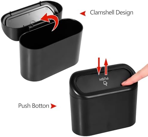 NBTEPEM Car Trash Can with Lid, Mini Auto Garbage Can with 30 Trash Bags - Image 4