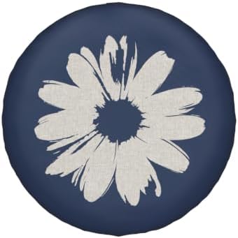 Daisy Spare Tire Cover Navy Blue Nature Modern Art Flowers Weatherproof - Image 2