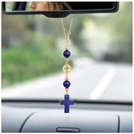 Lapis Lazuli Cross Car Hanging Ornament by RisyfjewJewelry