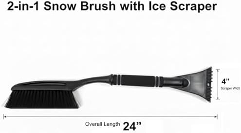 24" Snow Brush & Ice Scraper for Car Durable Plastic Snow Scraper and Car Ice - Image 4