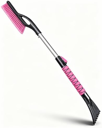 Pink 33 Inch Snow Brush and Ice Scraper by Auccutro
