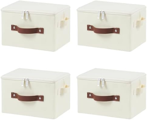 4PCS Storage Bins with Zipper Lids Decorative Lidded Basket Box by VinneGenzz