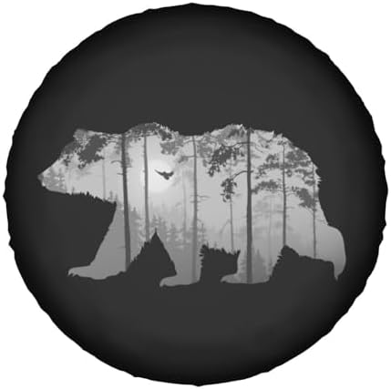 Bear Forest Mist Landscape Spare Tire Cover Camping Tire Wheel Covers - Image 7