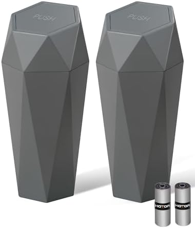 HOTOR Car Trash Can with Lid, Dark Grey, 2 Pack by HOTOR