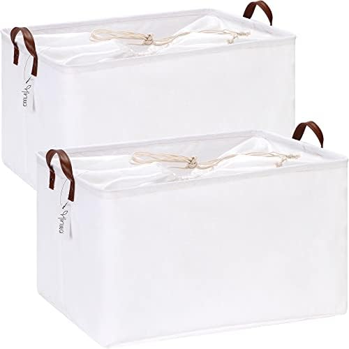 Hinwo 2-Pack Extra Large Canvas Fabric Storage Baskets by Hinwo