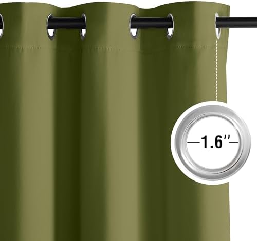 NICETOWN Room Darkening Draperies Curtains Panels, 2 Panels Olive Green W52 x - Image 4