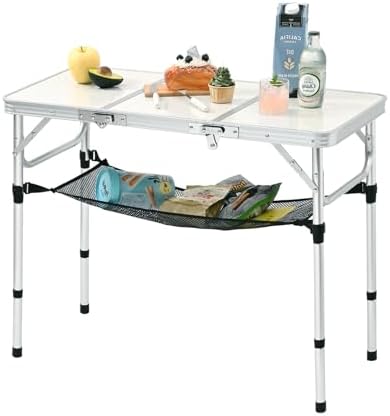 YihuiKo Folding Table with Storage Net, Lightweight Portable Picnic Table by YihuiKo