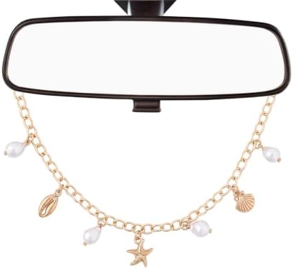 Cute Rearview Mirror Charm Boho Aesthetic Pearl Starfish Chain by LuneClat