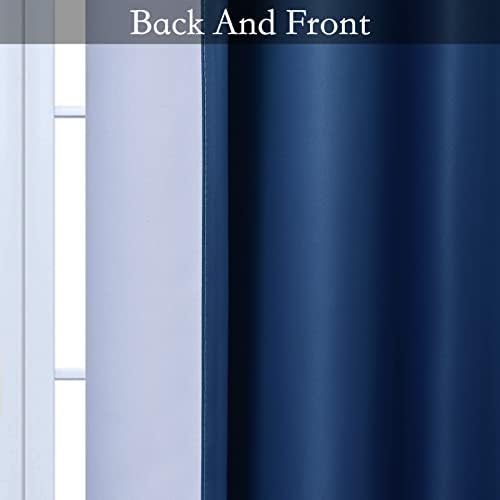 SimpleHome Blue to Grey White Ombre Room Darkening Curtains 63 Inch - Image 5