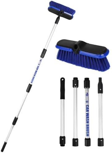 Car Wash Brush with Long Handle 62"/156cm Telescoping Mop Pole 10" /25.4cm by TEYOUAI