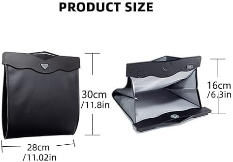 Car Leather Trash Bag Smart LED Waterproof Organizer Storage Garbage Can - Image 3