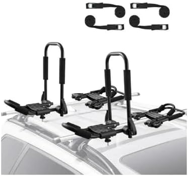 Kayak Roof Rack 2 Pairs J-Bar Soft Roof Rack Quick Folding Top Mount Tie Down by Unknown