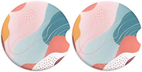 2 Pack Ceramic Car Coasters for Cup Holder, 2.56 in Anti Slip Absorbent Coaster by Rueneaj