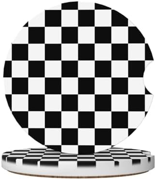 Black White Checkered Car Coasters by Unknown