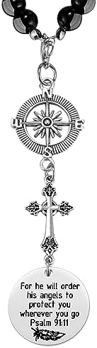 Ralukiia Cross Car Charm, for He Will Order His Angels to Protect You Wherever by OriginalNoveltyGifts