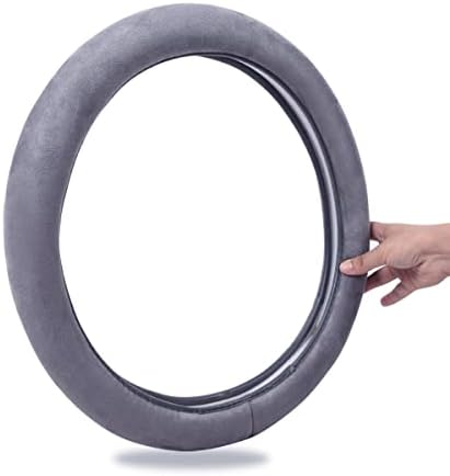 CAR PASS Car Steering Wheel Cover, 14.5-15 Inch Gray Faux Suede Universal - Image 7