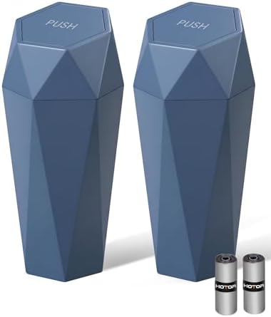 HOTOR Car Trash Can with Lid, Dark Blue, 2 Pack by HOTOR