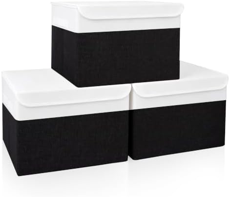 Large 17" 42 Quarts Collapsible Stackable Storage Bins by Bagnizer