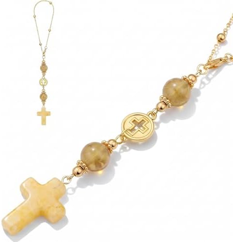 Cross for Car Mirror Hanging, Drive Safe Rear View Mirror Cross Ornament Charm by Heran