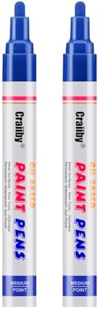 Blue Paint Markers, 2 Pack Oil-Based Waterproof Quick Dry Permanent Paint Pen by Craiiby