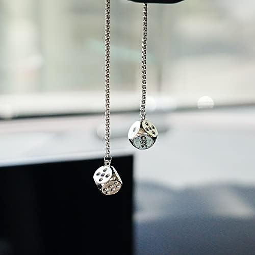Creative Hanging Dice with Dots Car Metal Pendant Rear View Mirrors Charms by AMIORO