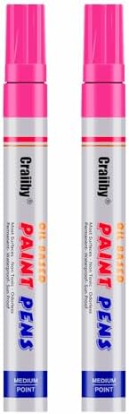 Pink Paint Markers, 2 Pack Oil-Based Waterproof Quick Dry Permanent Paint Pen by Craiiby