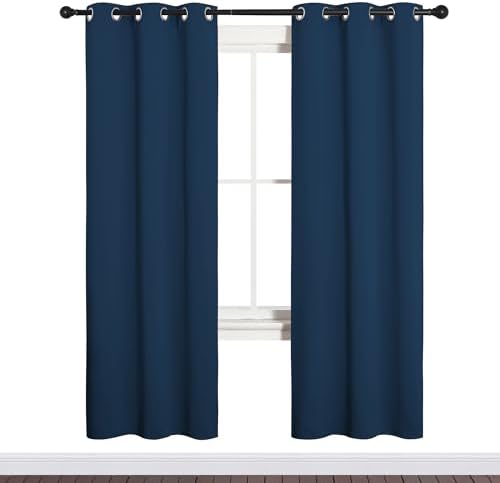 NICETOWN Bedroom Curtain Panels, 1 Pair, 34 by 72-inch, Moroccan Blue - Image 2