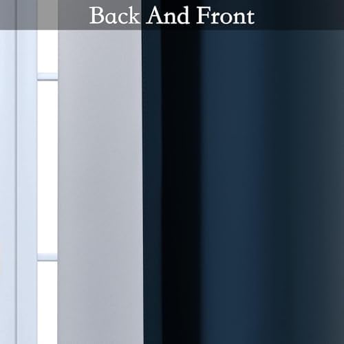 SimpleHome Ombre Navy Blue to Grey White Curtains - Image 5