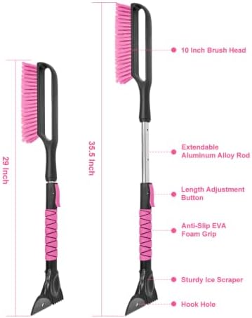 SEAAES 35.5 Inch Extendable Car Snow Brush, Windshield Snow Scraper - Image 7