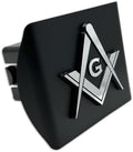 Masonic Chrome 3D Logo Matte Black Trailer Hitch Cover by InjectStyleDriveBold