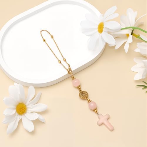Cross Crystal Hanging Car Charm, Cute Healing Stones Car Decor - Image 6