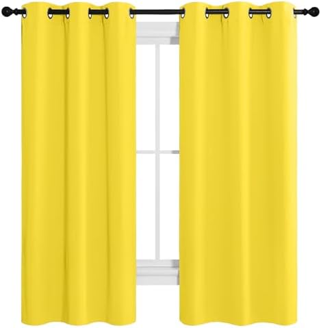NICETOWN Bright Yellow Room Darkening Curtains - Image 2