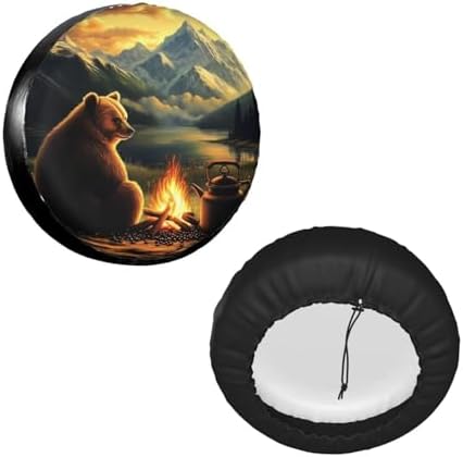 Bear Campfire Moutain Universal Spare Tire Cover, 16 Inch, Cute Waterproof - Image 2