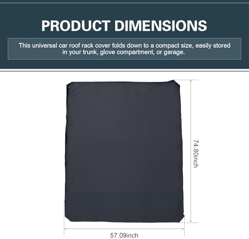 Car Roof Rack Cover, Waterproof Rooftop Cargo Cover, 74.8 x 57 Inches Rooftop - Image 2