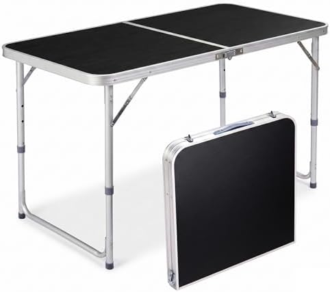 4Ft Portable Folding Table, 3 Adjustable Heights Lightweight Aluminum Camping by Unknown