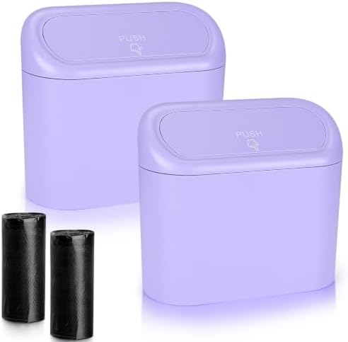 Accmor Car Trash Can with Lid, 2 Pack Mini Vehicle Garbage Can, Leakproof Auto by Accmor