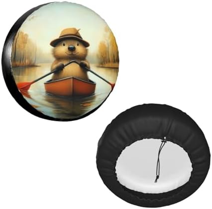 Funny Beaver Universal Spare Tire Cover, 16 Inch, Cute Waterproof Polyester - Image 2