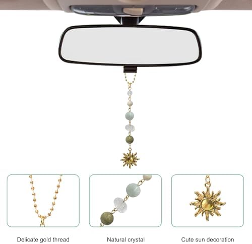 Sun Hanging Car Charm, Rear View Mirror Cute Boho Dangling Sun Car Decor - Image 3