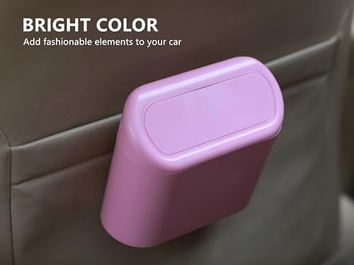 Ginsco Mini Car Trash Can with Lid, Small Car Garbage Can, Cute Leakproof ABS - Image 3