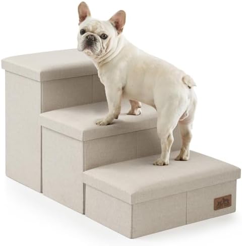COZY KISS Dog Stairs with Storage, 16.7" H Wider Dog Steps by COZYKISS