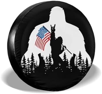 Bigfoot American Flag Camping Spare Tire Cover Wheel Protectors Weatherproof by cozipink