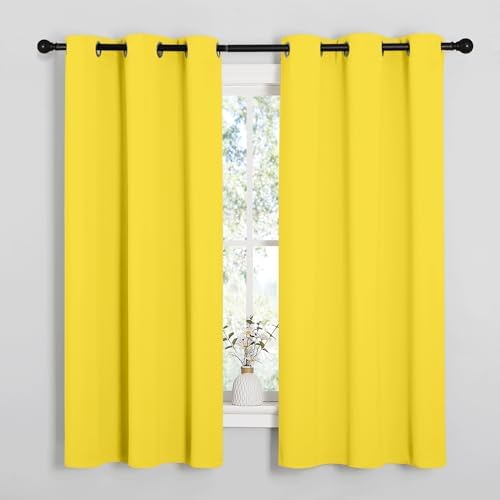 NICETOWN Bright Yellow Nursery Essential Thermal Insulated Solid Grommet Top by NICETOWN