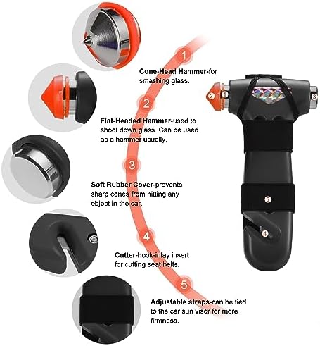 THINKWORK Car Safety Hammer, 3-in-1 Emergency Escape Tool - Image 2