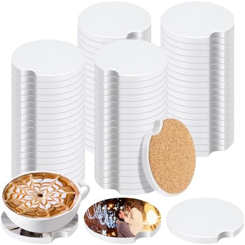 80 Pcs Sublimation Coasters Blanks Ceramic Car Coasters 2.6 Inch by Guiqulai