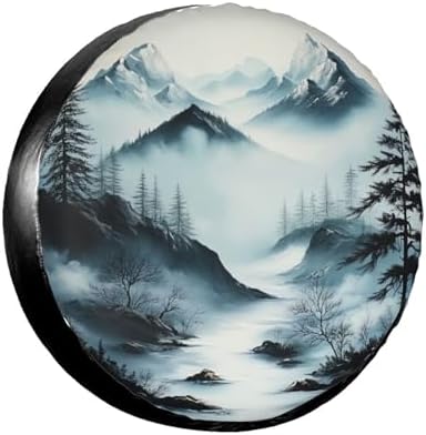 Misty Mountain Landscape Spare Tire Cover by TZBVTAU