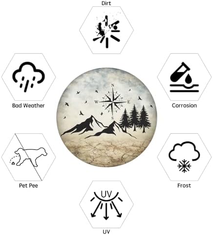 Nature Mountain Land Spare Tire Cover Compass Wheel Covers 16 Inch - Image 5